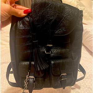 Saint Laurent Festival Backpack Crocodile Embossed Leather Small